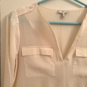 JOIE Cream Silk V-Neck Blouse Top size XS